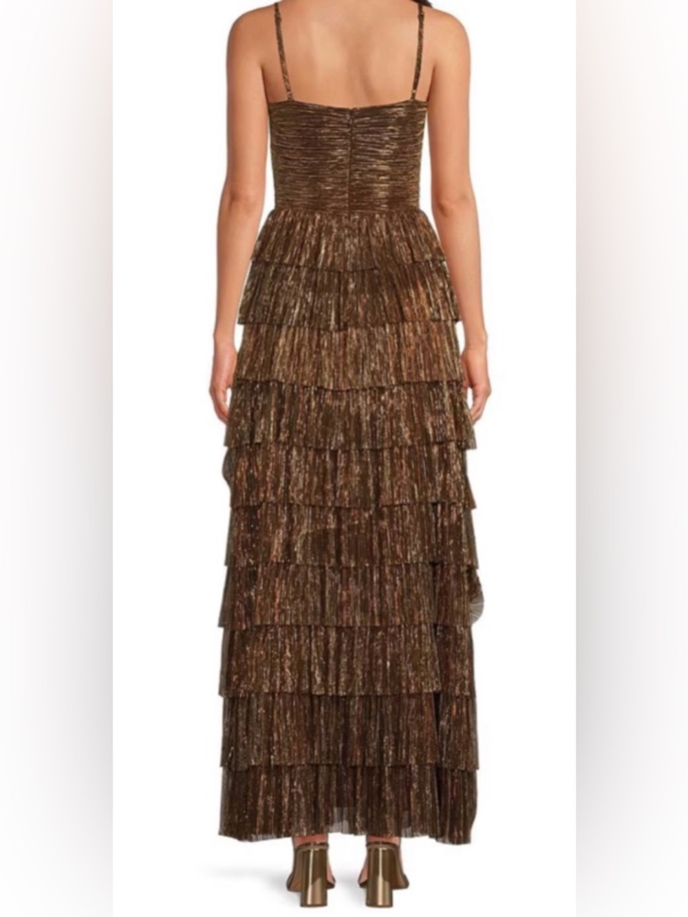 Gianni Bini Sparkly Metallic Tiered Dress in Copper - Picture 5 of 5